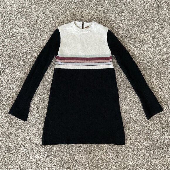 $148 Free People Sweater Dress Knit Long Sleeve Color Block XS - Picture 4 of 13